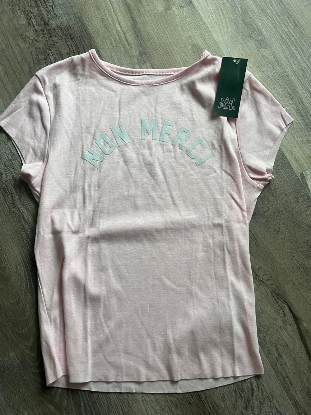 wild fable Pale Pink 'Non Merci' Short Sleeve Tee